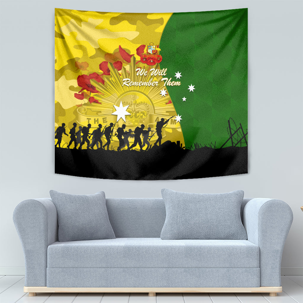 Australia Cricket ANZAC Day 2024 Tapestry Australian Army Camouflage With Poppies