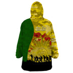 Australia Cricket ANZAC Day 2024 Wearable Blanket Hoodie Australian Army Camouflage With Poppies