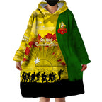 Australia Cricket ANZAC Day 2024 Wearable Blanket Hoodie Australian Army Camouflage With Poppies