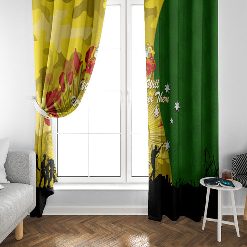 Australia Cricket ANZAC Day 2024 Window Curtain Australian Army Camouflage With Poppies