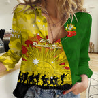 Australia Cricket ANZAC Day 2024 Women Casual Shirt Australian Army Camouflage With Poppies