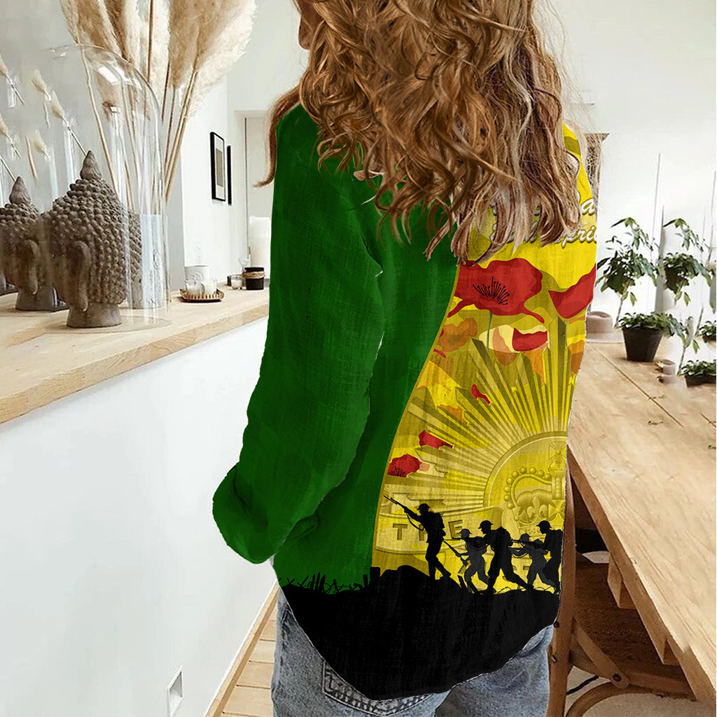 Australia Cricket ANZAC Day 2024 Women Casual Shirt Australian Army Camouflage With Poppies