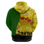 Australia Cricket ANZAC Day 2024 Zip Hoodie Australian Army Camouflage With Poppies