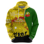 Australia Cricket ANZAC Day 2024 Zip Hoodie Australian Army Camouflage With Poppies