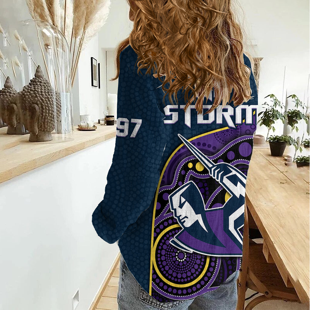 Storm Rugby Women Casual Shirt Est 1997 Indigenous Art LT14