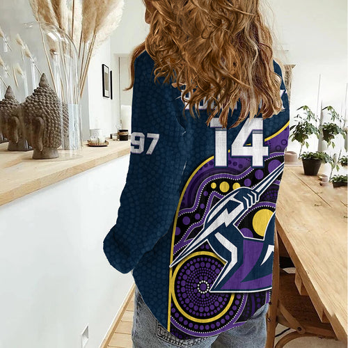 (Custom Text And Number) Storm Rugby Women Casual Shirt Est 1997 Indigenous Art LT14