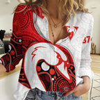 Swans Football Women Casual Shirt Go Swannies Indigenous Art LT14
