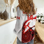 (Custom Text And Number) Swans Football Women Casual Shirt Go Swannies Indigenous Art LT14