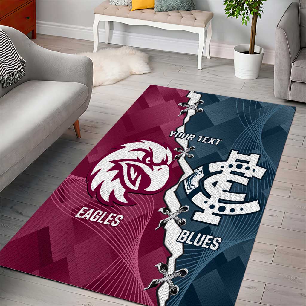 Personalised NRL Eagles and AFL Blues Area Rug Dynamic Style