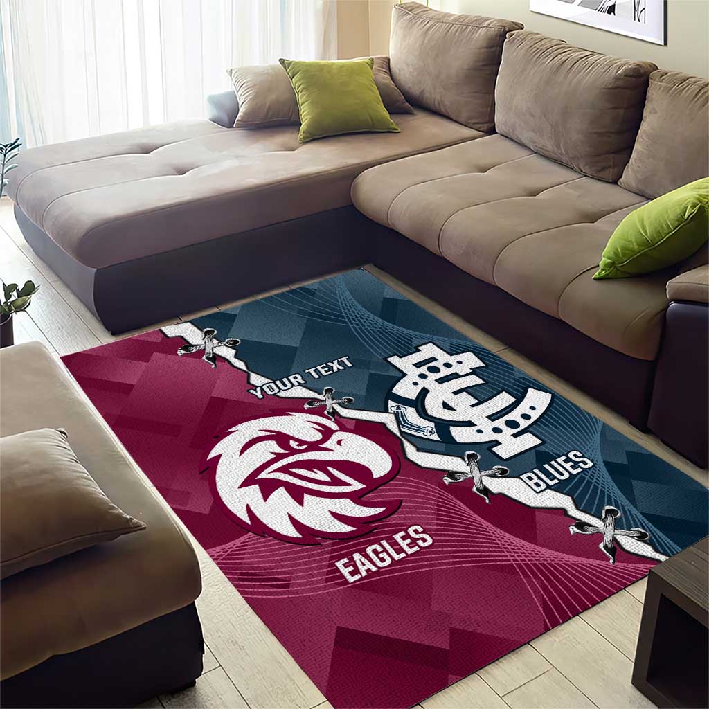Personalised NRL Eagles and AFL Blues Area Rug Dynamic Style