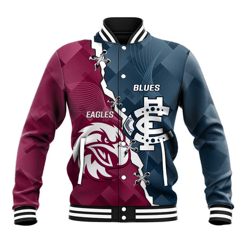 Personalised NRL Eagles and AFL Blues Baseball Jacket Dynamic Style