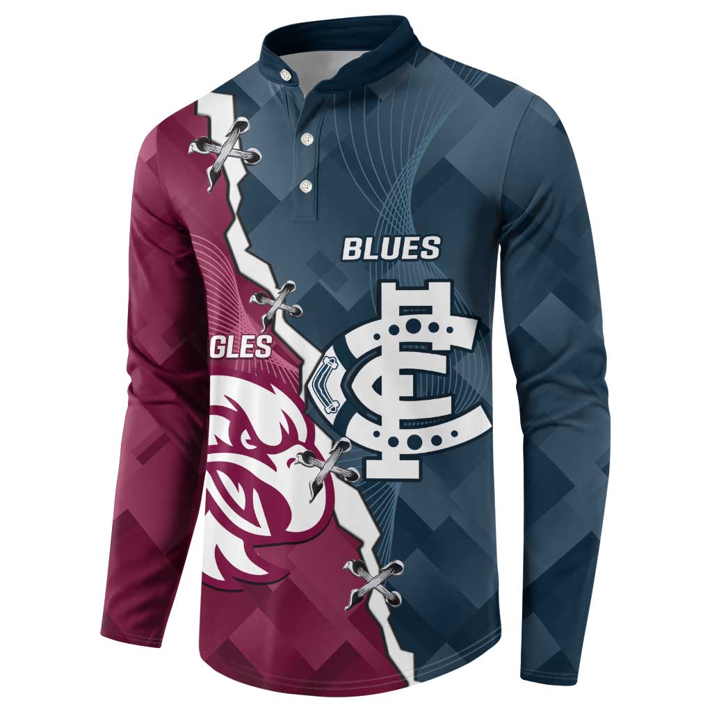 Personalised NRL Eagles and AFL Blues Button Sweatshirt Dynamic Style