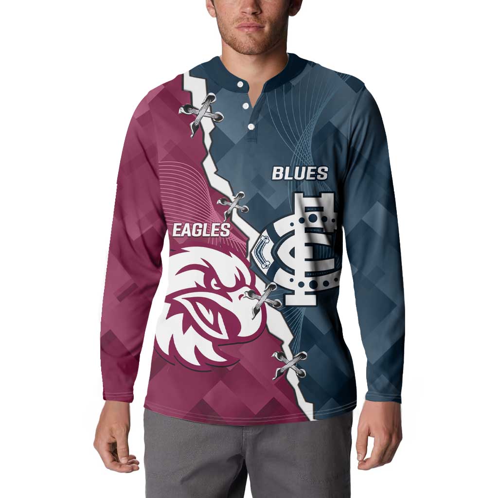 Personalised NRL Eagles and AFL Blues Button Sweatshirt Dynamic Style