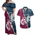 Personalised NRL Eagles and AFL Blues Couples Matching Off Shoulder Maxi Dress and Hawaiian Shirt Dynamic Style