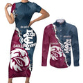 Personalised NRL Eagles and AFL Blues Couples Matching Short Sleeve Bodycon Dress and Long Sleeve Button Shirt Dynamic Style