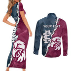 Personalised NRL Eagles and AFL Blues Couples Matching Short Sleeve Bodycon Dress and Long Sleeve Button Shirt Dynamic Style