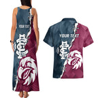 Personalised NRL Eagles and AFL Blues Couples Matching Tank Maxi Dress and Hawaiian Shirt Dynamic Style