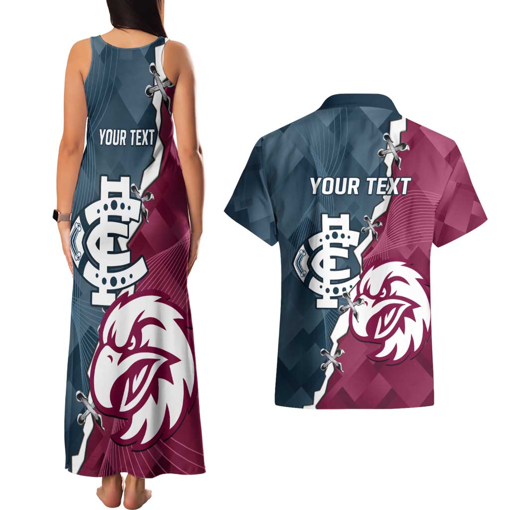 Personalised NRL Eagles and AFL Blues Couples Matching Tank Maxi Dress and Hawaiian Shirt Dynamic Style