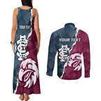 Personalised NRL Eagles and AFL Blues Couples Matching Tank Maxi Dress and Long Sleeve Button Shirt Dynamic Style