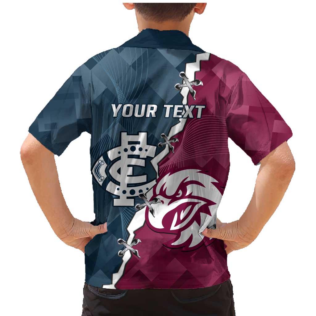 Personalised NRL Eagles and AFL Blues Family Matching Mermaid Dress and Hawaiian Shirt Dynamic Style