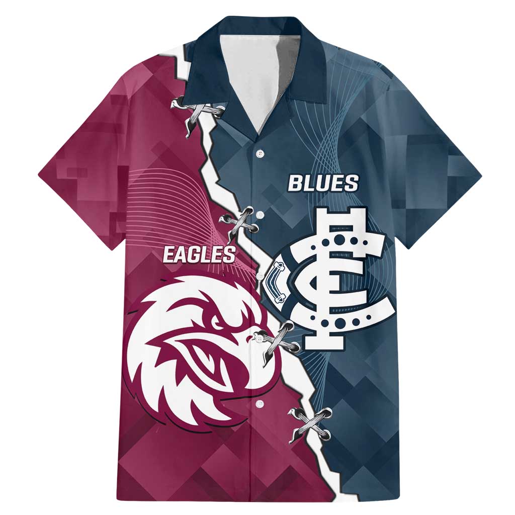 Personalised NRL Eagles and AFL Blues Family Matching Mermaid Dress and Hawaiian Shirt Dynamic Style