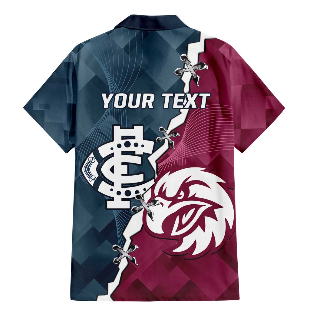 Personalised NRL Eagles and AFL Blues Family Matching Mermaid Dress and Hawaiian Shirt Dynamic Style