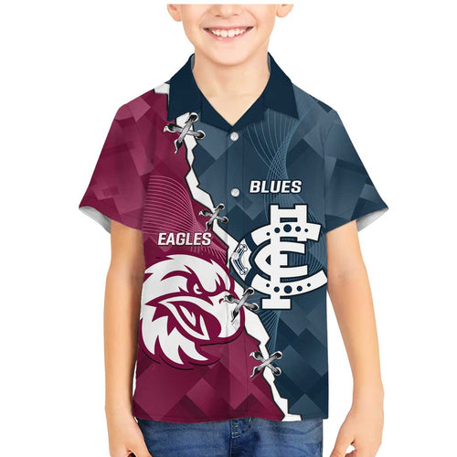 Personalised NRL Eagles and AFL Blues Family Matching Mermaid Dress and Hawaiian Shirt Dynamic Style