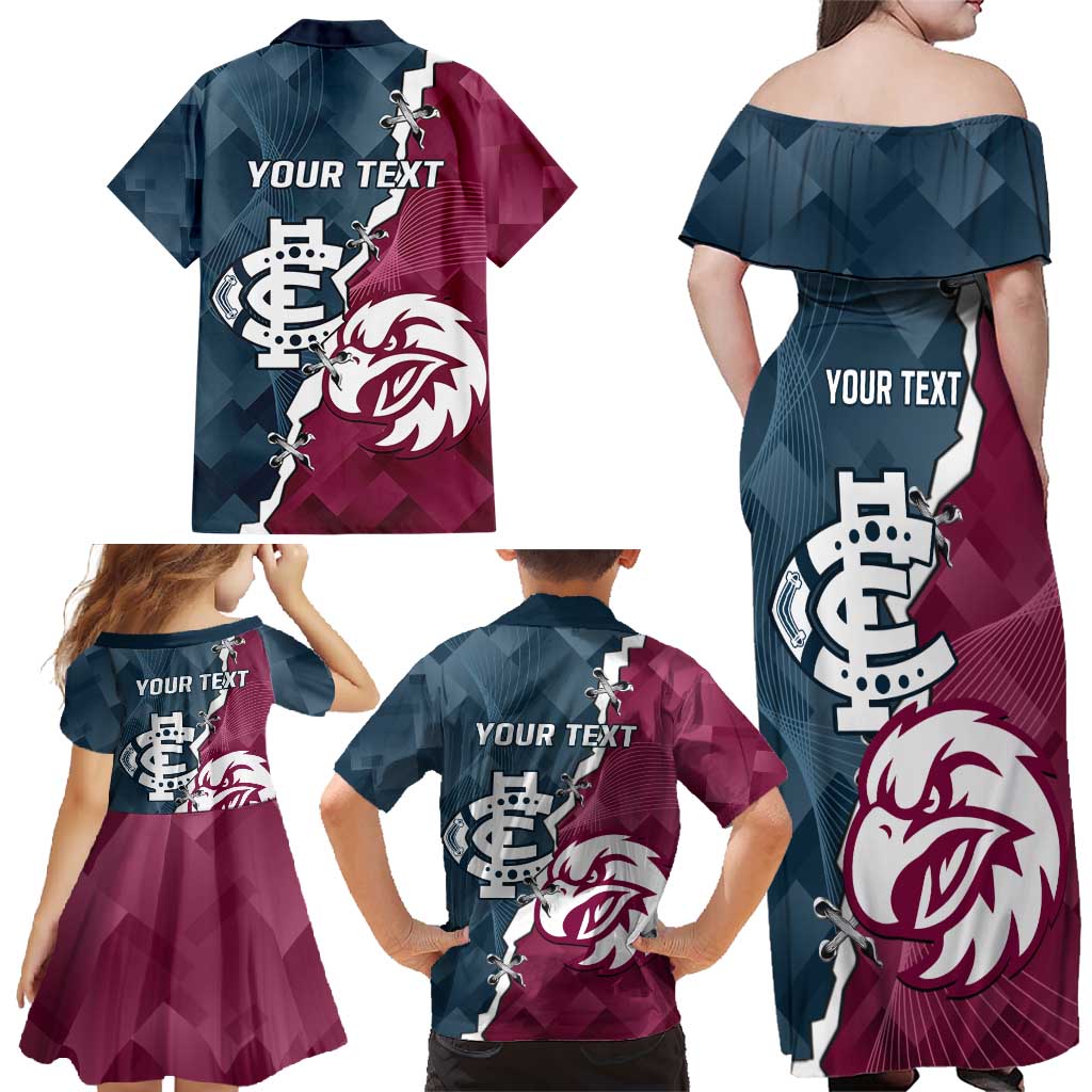 Personalised NRL Eagles and AFL Blues Family Matching Off Shoulder Maxi Dress and Hawaiian Shirt Dynamic Style