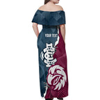 Personalised NRL Eagles and AFL Blues Family Matching Off Shoulder Maxi Dress and Hawaiian Shirt Dynamic Style
