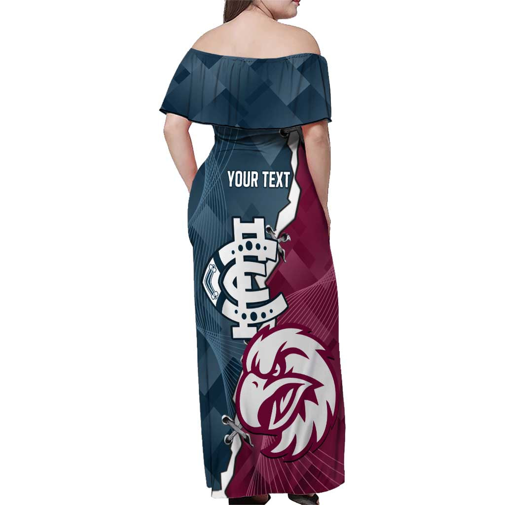 Personalised NRL Eagles and AFL Blues Family Matching Off Shoulder Maxi Dress and Hawaiian Shirt Dynamic Style