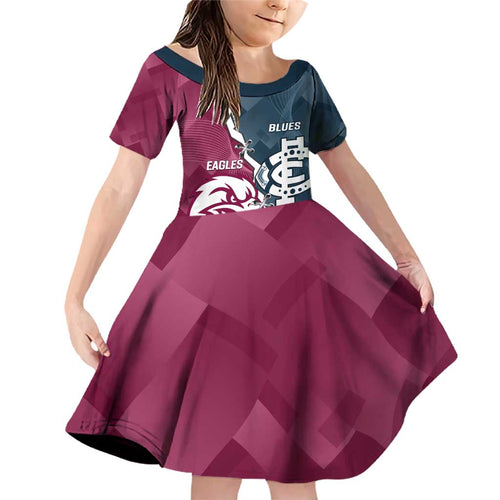 Personalised NRL Eagles and AFL Blues Family Matching Off Shoulder Short Dress and Hawaiian Shirt Dynamic Style