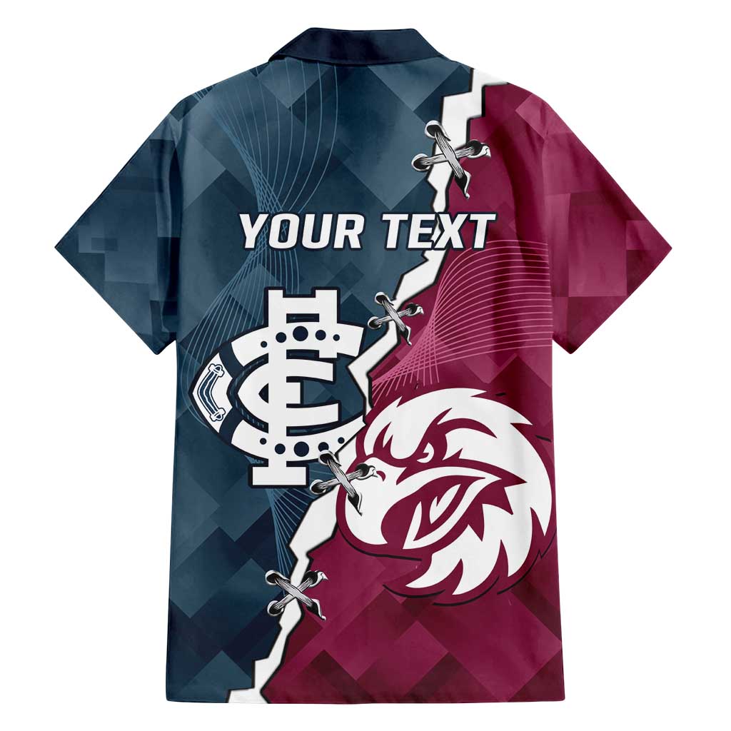 Personalised NRL Eagles and AFL Blues Family Matching Off Shoulder Short Dress and Hawaiian Shirt Dynamic Style