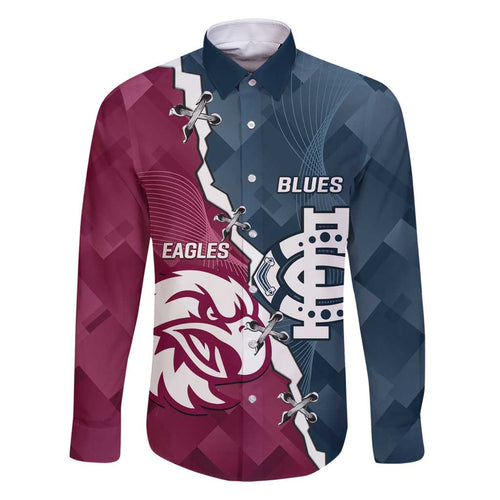 Personalised NRL Eagles and AFL Blues Family Matching Off Shoulder Short Dress and Hawaiian Shirt Dynamic Style