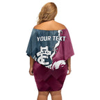 Personalised NRL Eagles and AFL Blues Family Matching Off Shoulder Short Dress and Hawaiian Shirt Dynamic Style