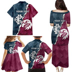 Personalised NRL Eagles and AFL Blues Family Matching Puletasi and Hawaiian Shirt Dynamic Style