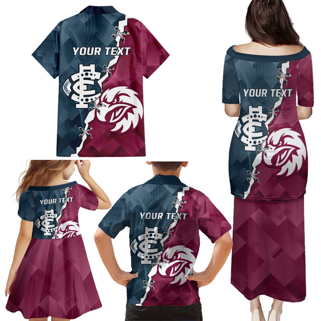 Personalised NRL Eagles and AFL Blues Family Matching Puletasi and Hawaiian Shirt Dynamic Style