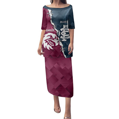 Personalised NRL Eagles and AFL Blues Family Matching Puletasi and Hawaiian Shirt Dynamic Style