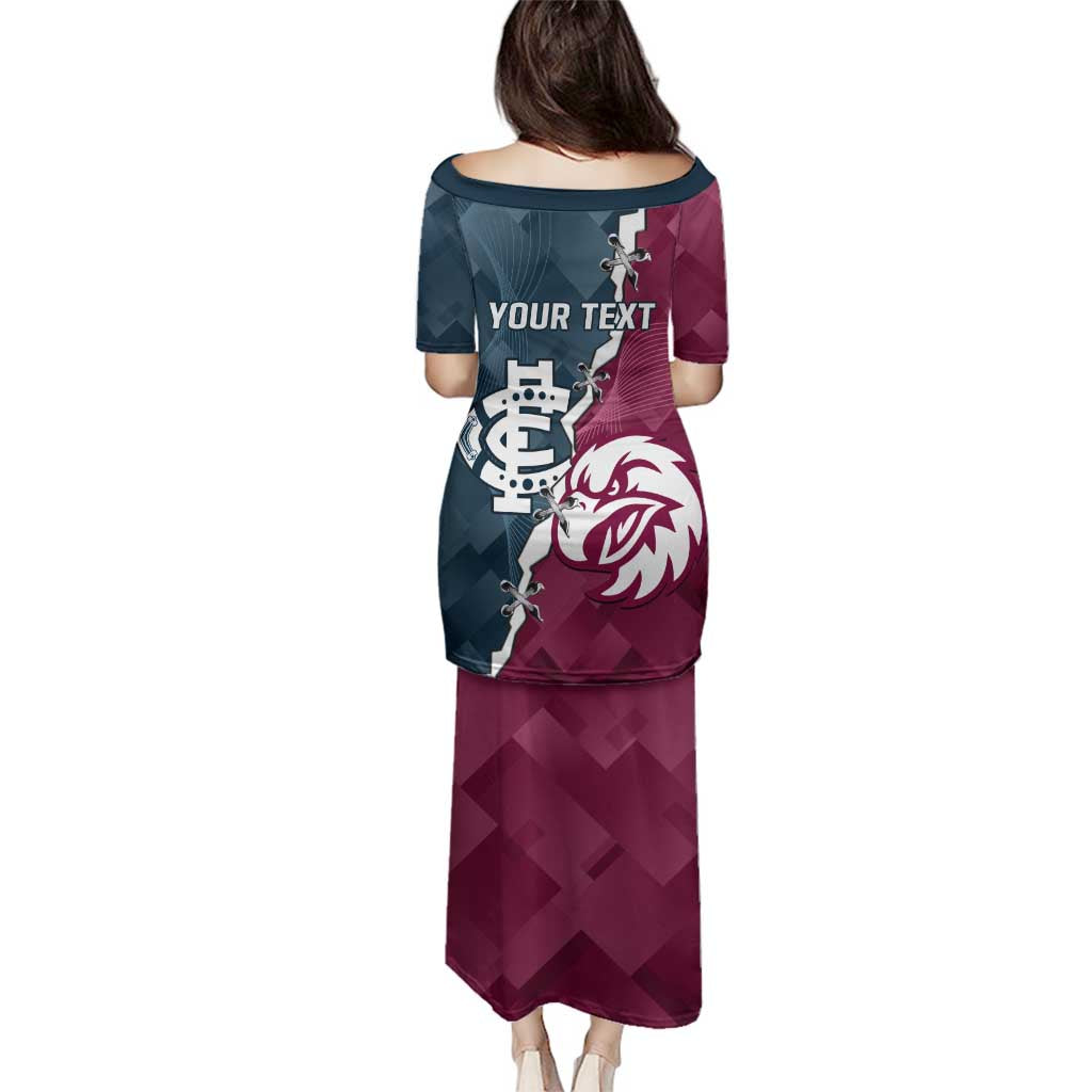 Personalised NRL Eagles and AFL Blues Family Matching Puletasi and Hawaiian Shirt Dynamic Style