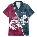 Personalised NRL Eagles and AFL Blues Family Matching Short Sleeve Bodycon Dress and Hawaiian Shirt Dynamic Style