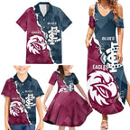 Personalised NRL Eagles and AFL Blues Family Matching Summer Maxi Dress and Hawaiian Shirt Dynamic Style