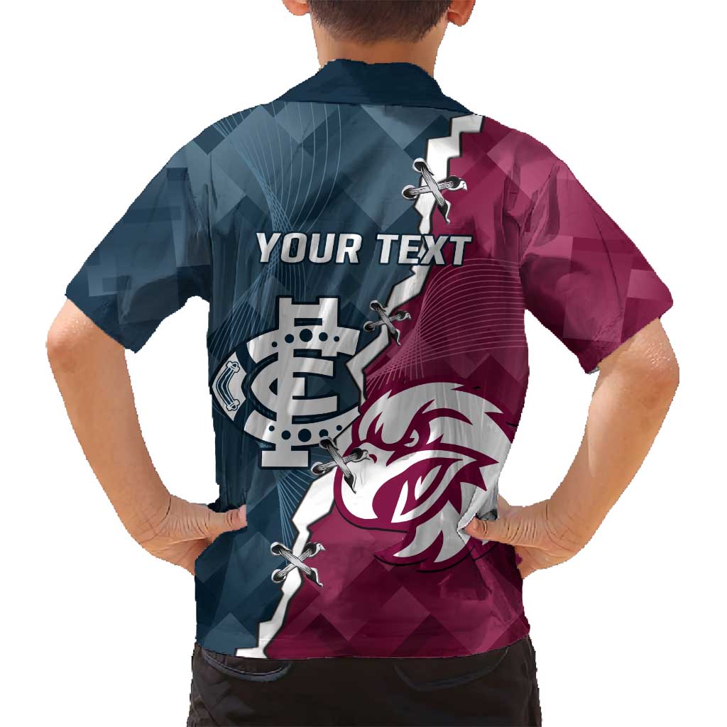 Personalised NRL Eagles and AFL Blues Family Matching Summer Maxi Dress and Hawaiian Shirt Dynamic Style