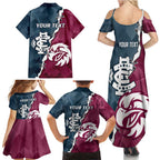 Personalised NRL Eagles and AFL Blues Family Matching Summer Maxi Dress and Hawaiian Shirt Dynamic Style