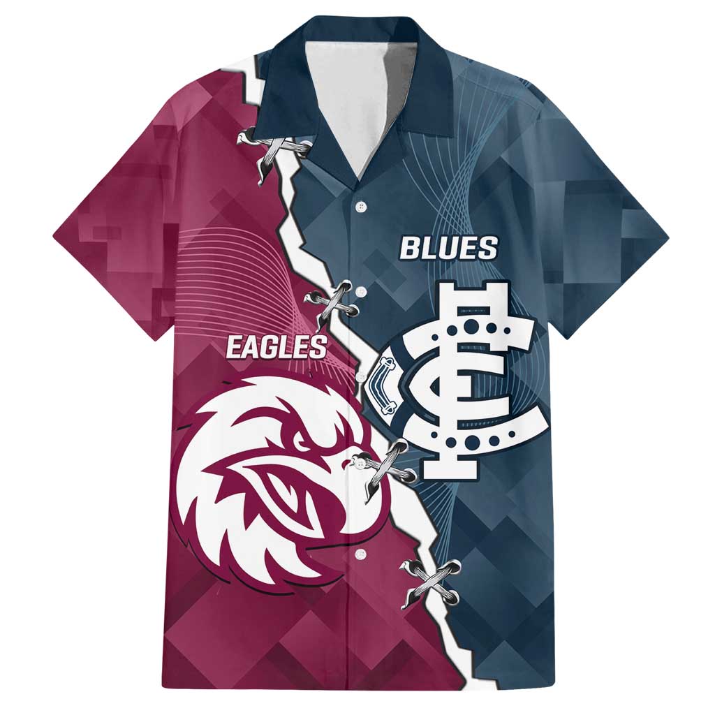 Personalised NRL Eagles and AFL Blues Family Matching Summer Maxi Dress and Hawaiian Shirt Dynamic Style
