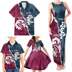 Personalised NRL Eagles and AFL Blues Family Matching Tank Maxi Dress and Hawaiian Shirt Dynamic Style