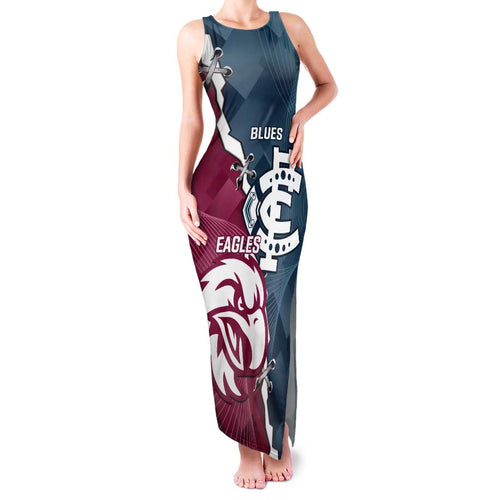 Personalised NRL Eagles and AFL Blues Family Matching Tank Maxi Dress and Hawaiian Shirt Dynamic Style