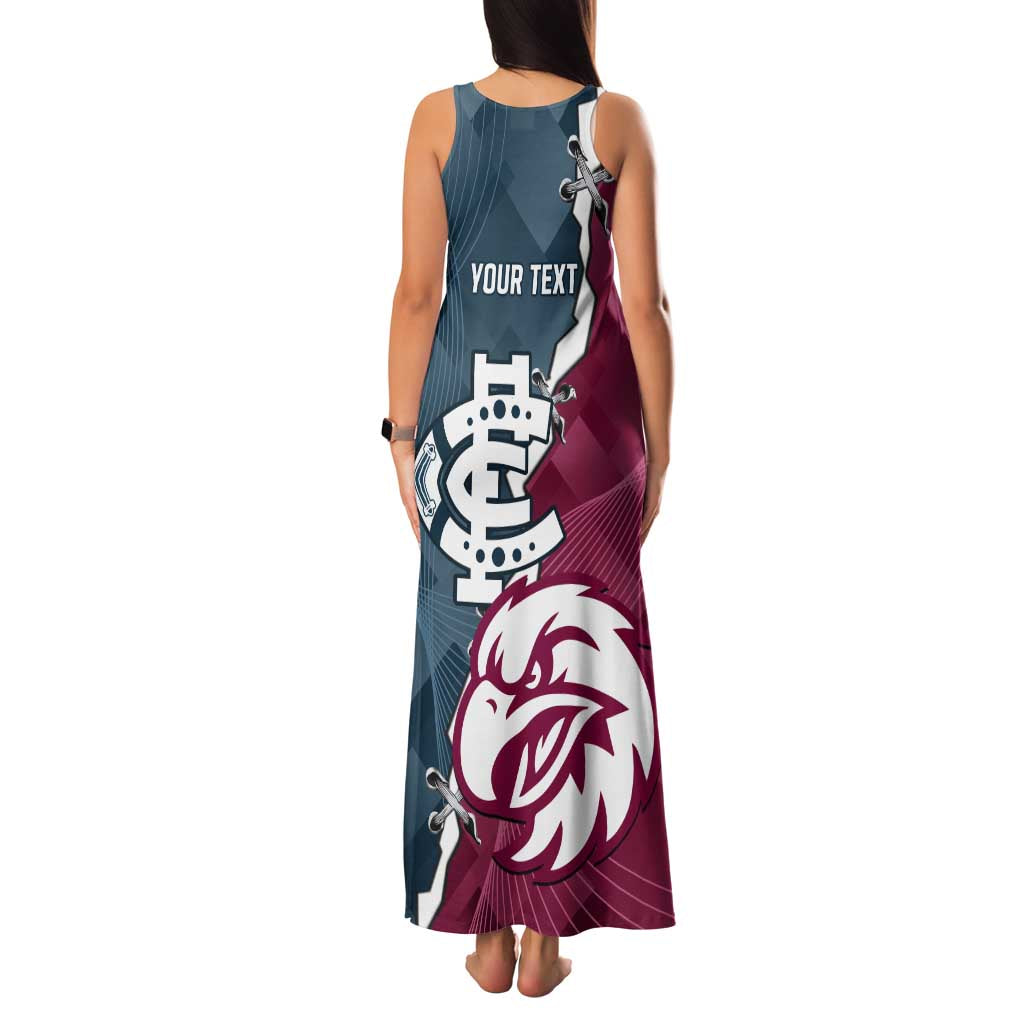 Personalised NRL Eagles and AFL Blues Family Matching Tank Maxi Dress and Hawaiian Shirt Dynamic Style