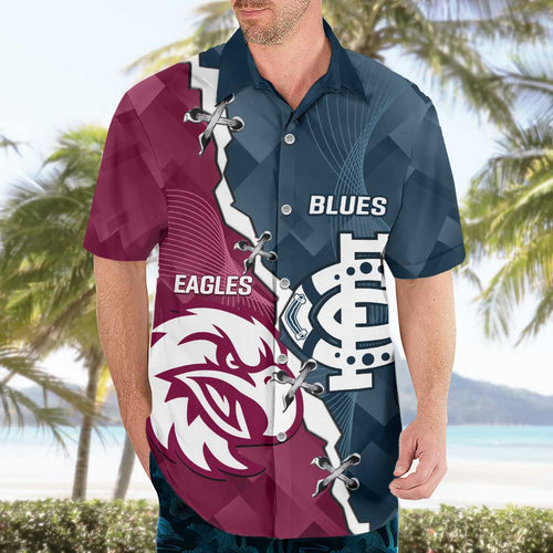 Personalised NRL Eagles and AFL Blues Hawaiian Shirt Dynamic Style