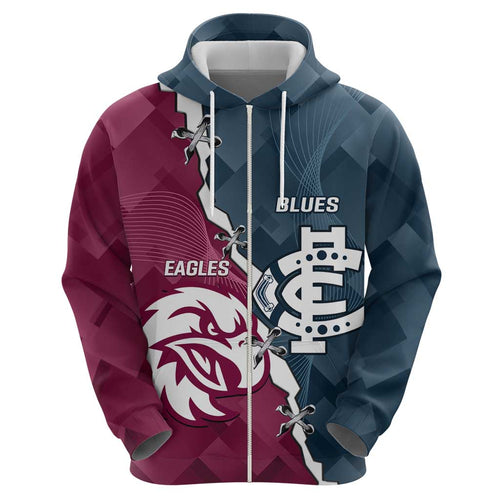Personalised NRL Eagles and AFL Blues Hoodie Dynamic Style