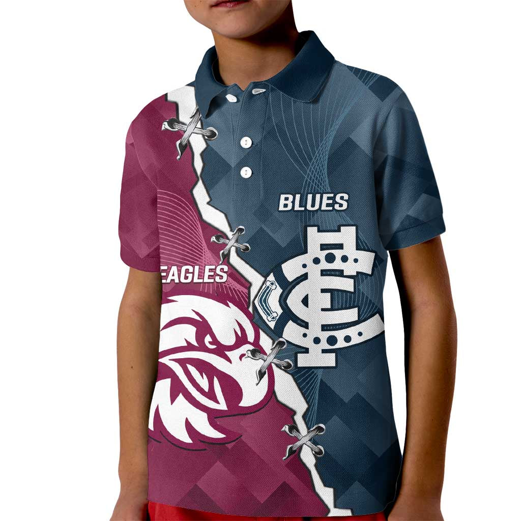 Personalised NRL Eagles and AFL Blues Kid Polo Shirt Dynamic Style