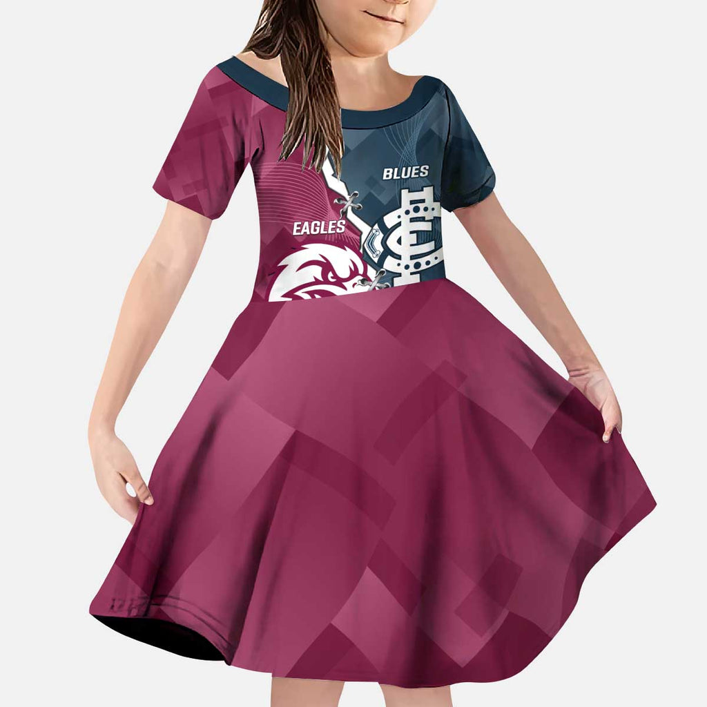 Personalised NRL Eagles and AFL Blues Kid Short Sleeve Dress Dynamic Style